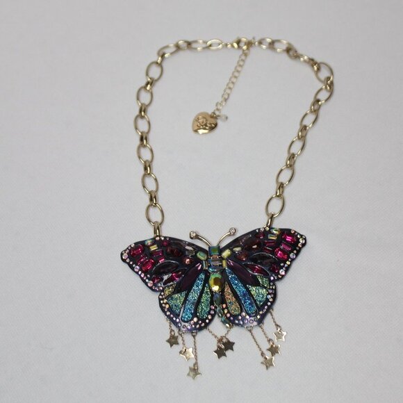 Betsey Johnson Large Butterfly Statement Necklace - Picture 8 of 16